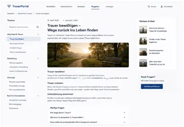 Ratgeber im Layout TrauerPortal